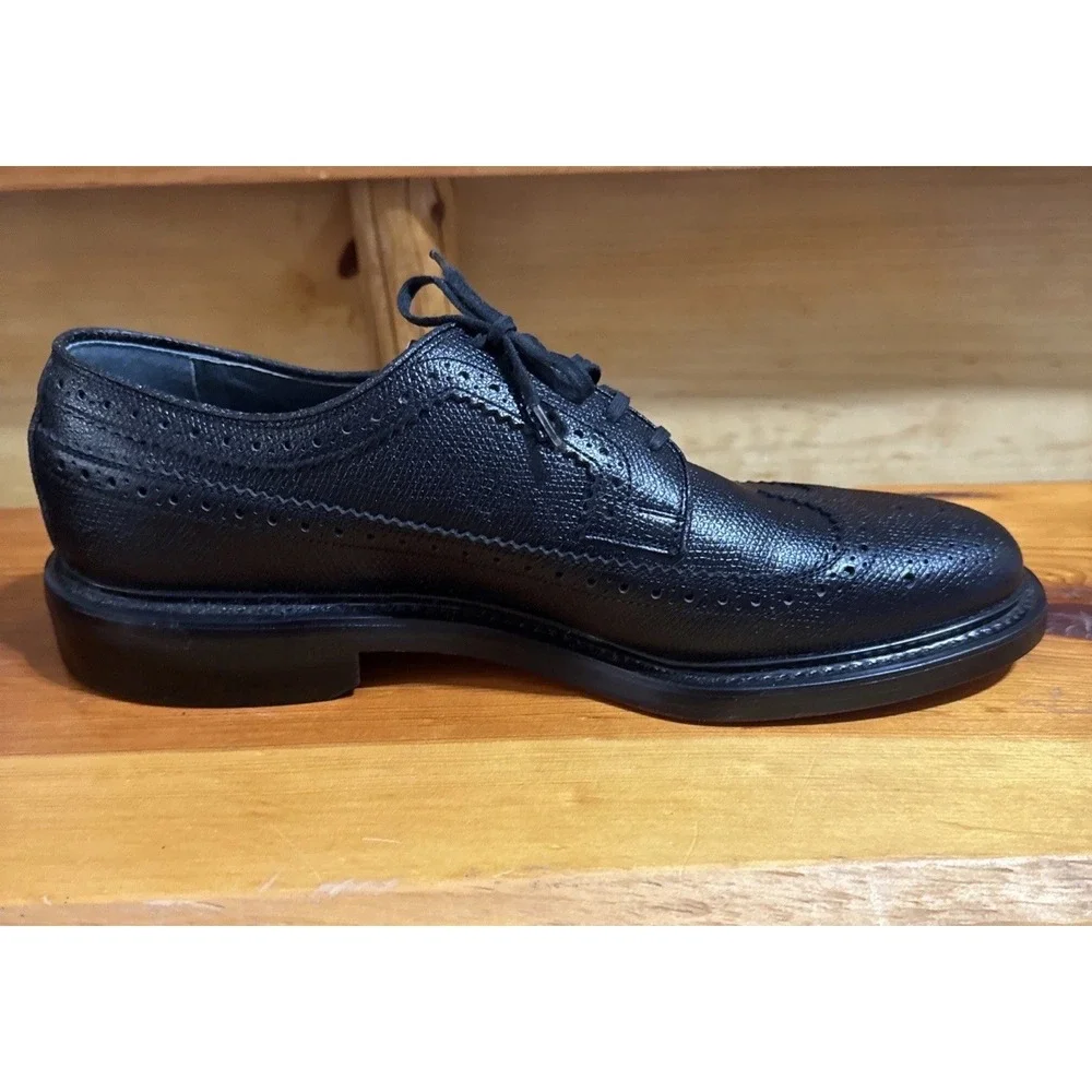 Sears Vintage Dress‎ Shoes Men's 9.5 D Wingtip Oxfords Leather Black Brogue